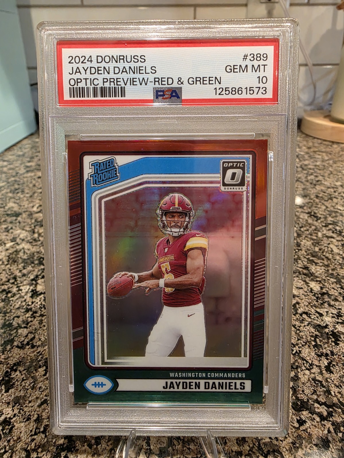 2024 Donruss Jayden Daniels Optic Preview Red & Green PSA Gem Mint 10