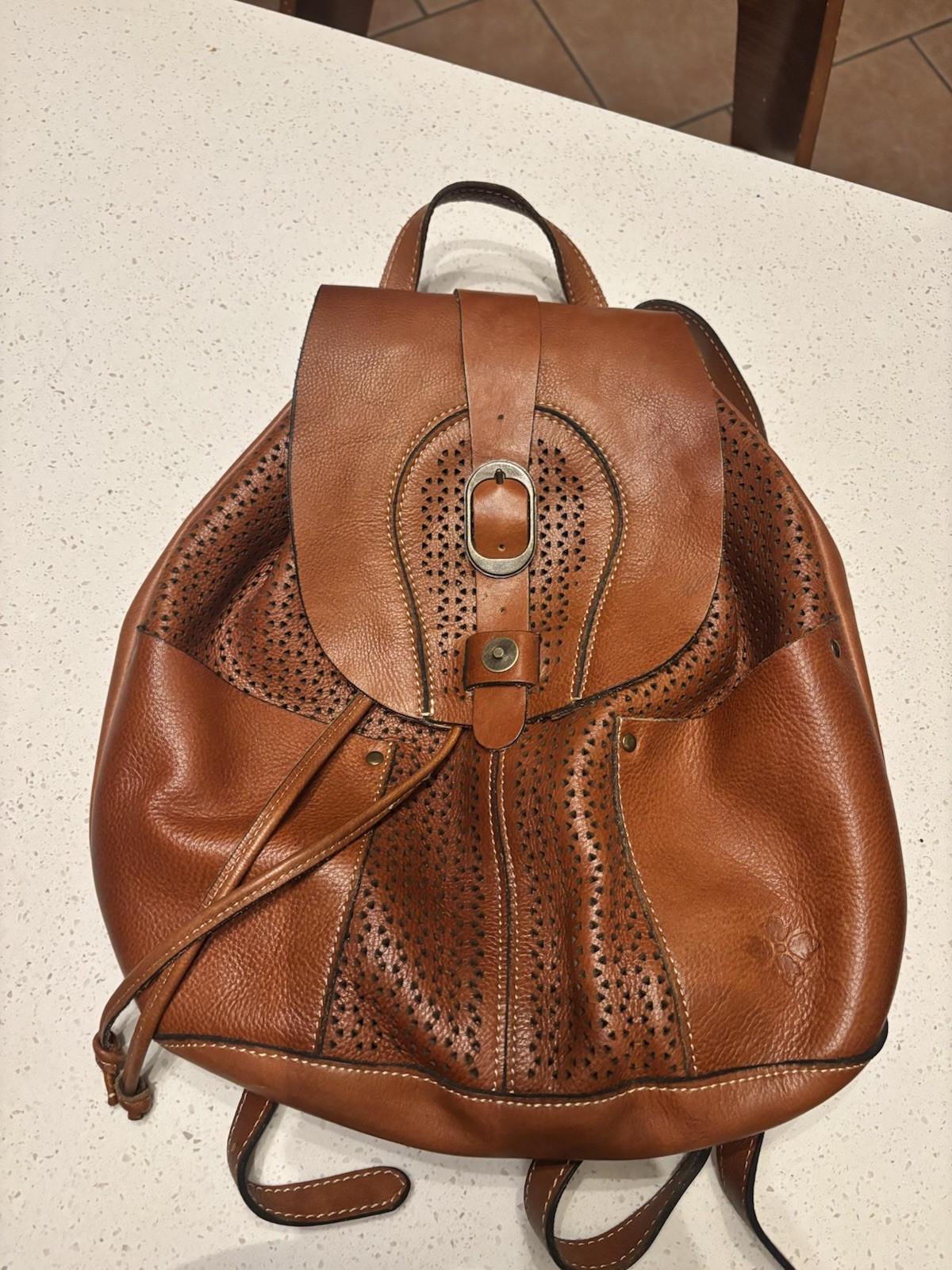 Authentic Patricia Nash Leather Book Bag With Drawstring