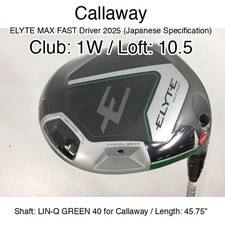 Callaway ELYTE MAX FAST Driver 2025 JDM 1W Driver 10.5 45.75" LIN-Q GREEN 40 f