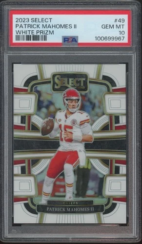 2023 Panini Select White Prizm #49 Patrick Mahomes II /35 Gem Mint PSA 10