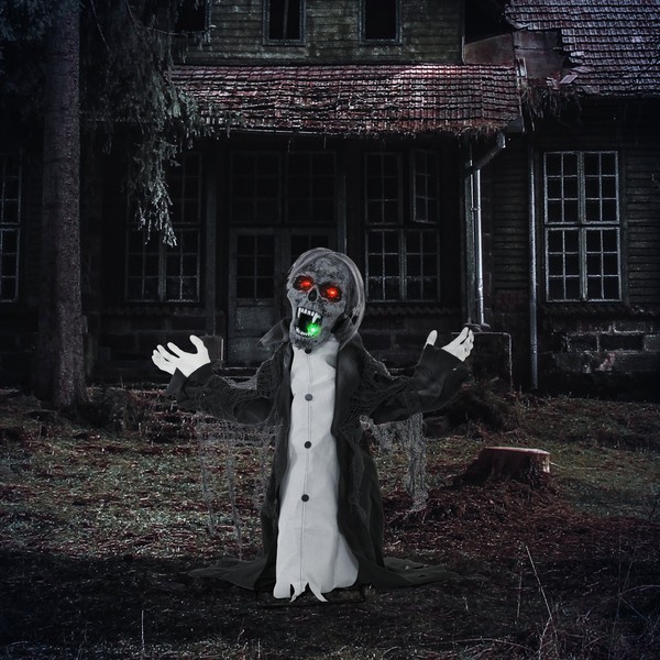 Homcom Halloween Dekoration Skelett Mit Rot Leuchtende Augen, Heul-GeräUsch-image