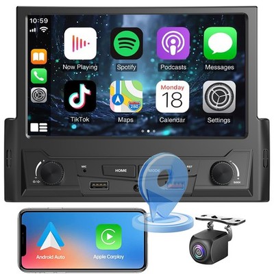 7'' Car Stereo Radio Single DIN USB Touch Screen Bluetooth CarPlay Android Auto