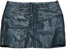 Forever 21 Faux Leather Mini Skirt Black Zip Detail Womens Small S Punk