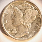 1943 D Mercury Dime 10C Cents Coin Silver, AU++! Full Bands!