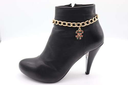 Damen 2 Stck. Stiefelkette Armbänder Westernschuh Weihnachten Zuckerstange Glitzer Anhänger - Bild 2 von 24