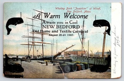 1907 New Bedford Massachusetts Whaling Bark Josephine Carnival Postcard
