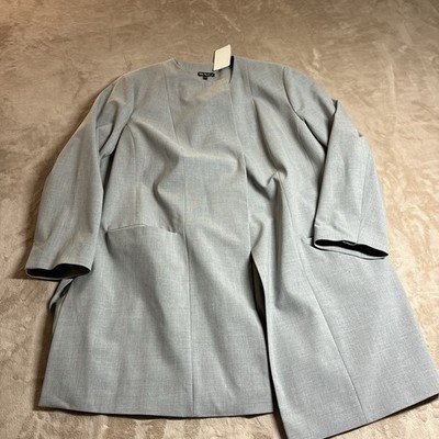 Ulla Popken Light Grey Open Front Blazer Women s Size 22 Plus Office Layer