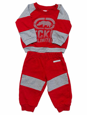 Ecko Unltd. Unisex 9-12M 2pc Fleece Sweatshirt & Pants Set Logo Red/Gray