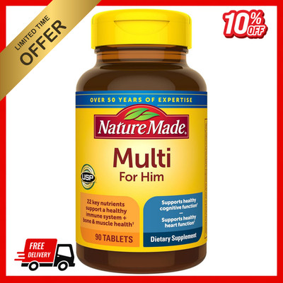 Nature Made Multi For Him 50  No Iron 90 Tablets Gluten-Free, Iron-Free, No