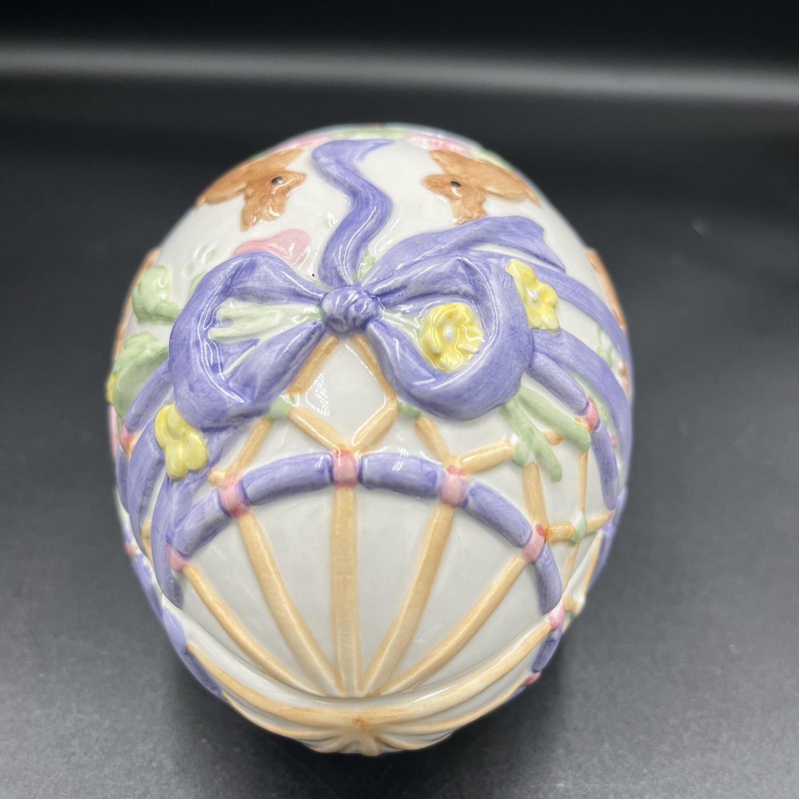 FITZ AND FLOYD "ESSENTIALS," EASTER EGG BUNNIES MONEY BOX TRINKETS CANDY DISH thumbnail 4