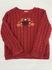 Gymboree  Rust Colored Cable  Sweater Brown Heart Embroidered Flowers  SZ 2T