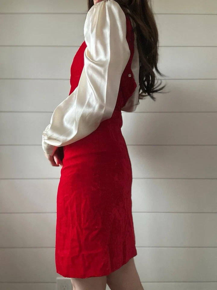 Vestido Gogo Vintage Rojo Terciopelo Fiesta Mod Vestido Años 60 Mini Foto 4 de 4