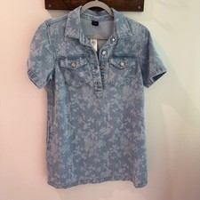 Gap Womens XS Ultrasoft Denim S/S Popover Mini Dress Floral Mix Print NWT