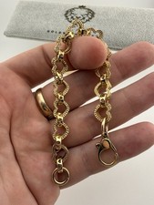 9ct Solid Gold Hearts Bracelet, 21.1g, 7”, 9.5mm, Hallmarked