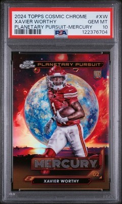 2024 Topps Cosmic Chrome Rookie Xavier Worthy Planetary Pursuit Mercury PSA 10
