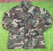 Vintage 80s US Army M-65 Cold Weather Camo Field Coat Jacket 80s MED No Liner