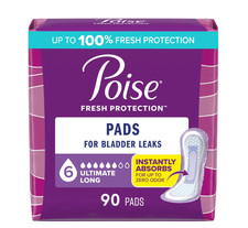 Poise Incontinence Pads for Women, 6 Drop Ultimate Absorbency, 90 Count