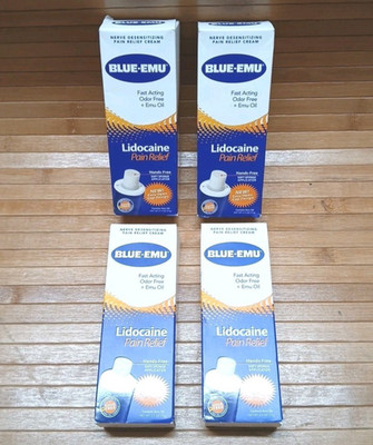 Lot of 4 Blue Emu Pain Relief Cream Max Strength Targeted Pain Numbing 2.7 oz