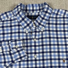 Polo Ralph Lauren Men's 2XB Blue Check Long Sleeve Button Down Shirt