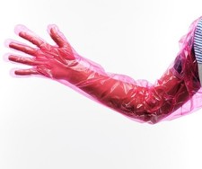 Jcwto 50pcs Disposable Long Plastic Gloves, Veterinary Insemination, Full Arm Lo