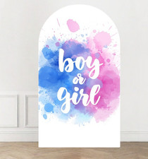 Gender Reveal Baby Shower Boy/Girl Arch Backdrop Cover Photo Background Party