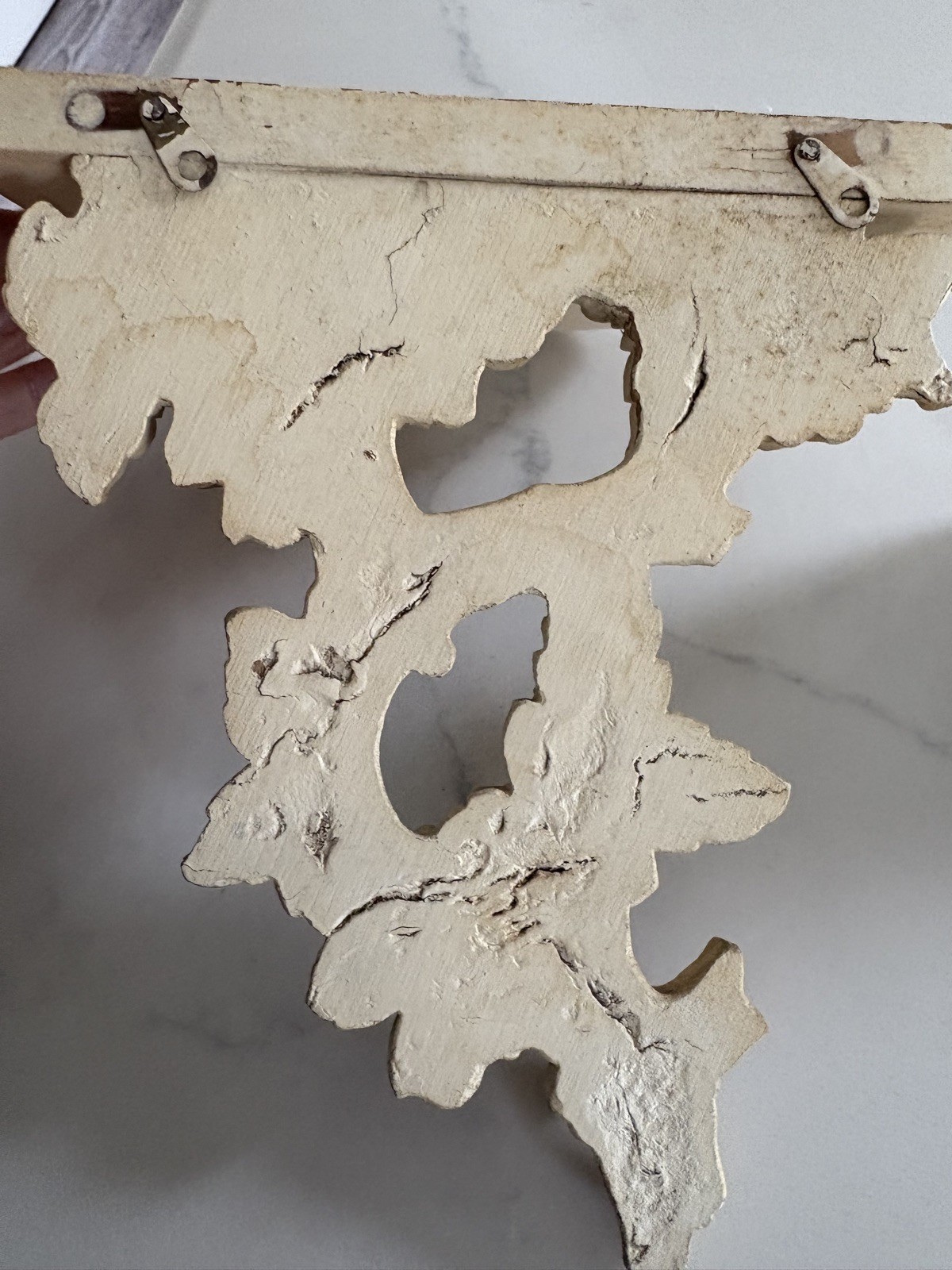 Pair Vintage Syroco Wood Floral Wall Sconce Shelf Shelves