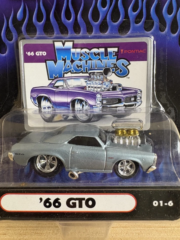 Muscle Machines 1966 Pontiac GTO 1:64 Diecast Car Gray #01-6 New Sealed - Image 2 of 3