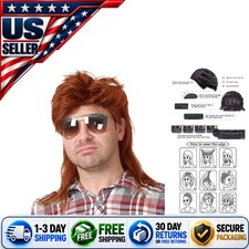 Kaneles Orange Mullet Wigs for Men 80s Costumes 70s Rocker Fancy Party Accessory