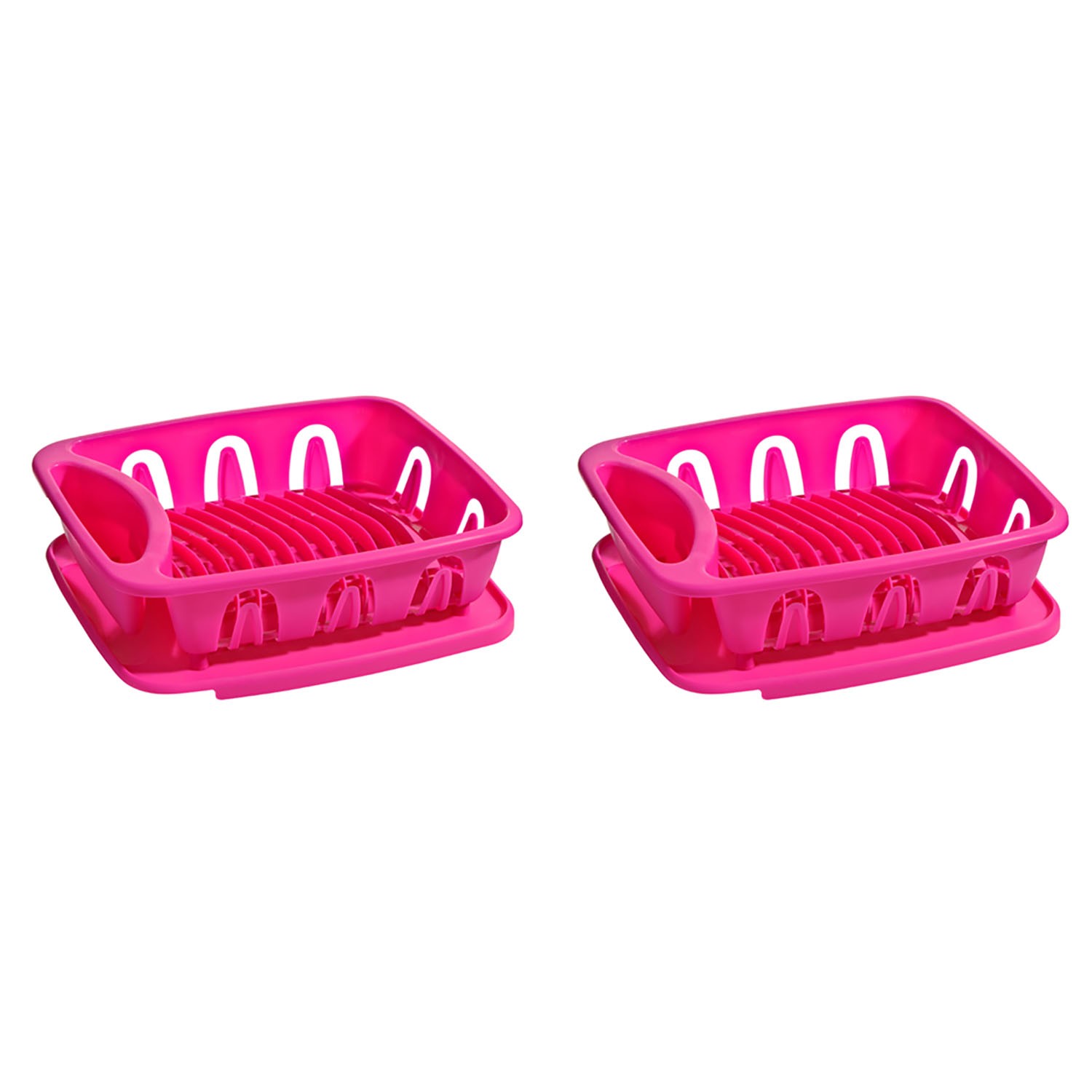Premier Housewares 2 Piece Dish Drainer Rack Pink With Removable Dripping Tray