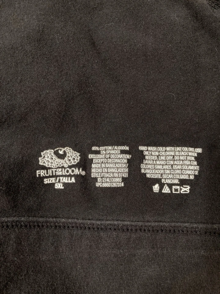 Sujetador elástico de algodón negro Fruit Of The Loom cobertura completa talla 5XL Foto 2 de 4