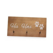Wall Mounted Key and Dog Leash Holder,Decorative Wooden Key His Hers Paws Paws