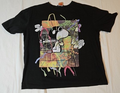 Zara Black Snoopy Peanuts Graphic T-shirt Womens Medium M Flying Ace Aviator