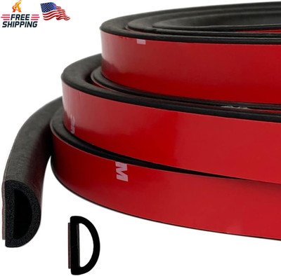 D Shape EPDM Foam Rubber Seal with Tape, Self-Adhesive Rubber Weather Stripping