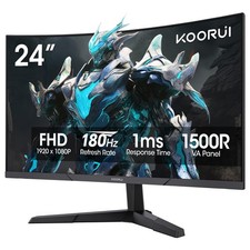 KOORUI 24 inch Curved Gaming Monitor 180Hz FHD 1080P, 1ms 1500R Display