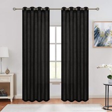 Sheer Curtains Faux Linen Semi Voile Light Filtering Drapes Pair For Bedroom Liv