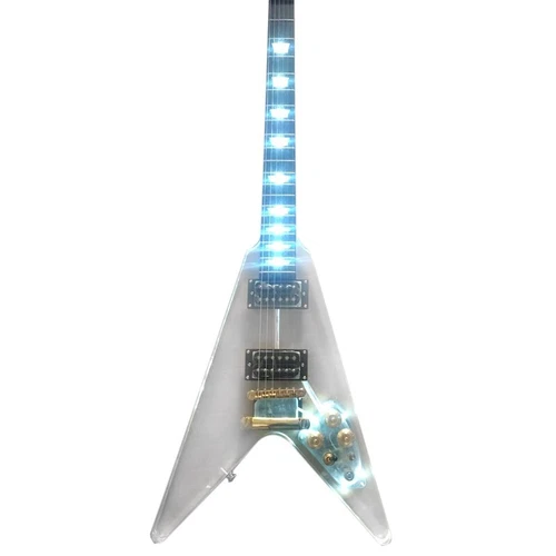 ACYLIC mini fly v electric guitars with solid neck and lights as pictures