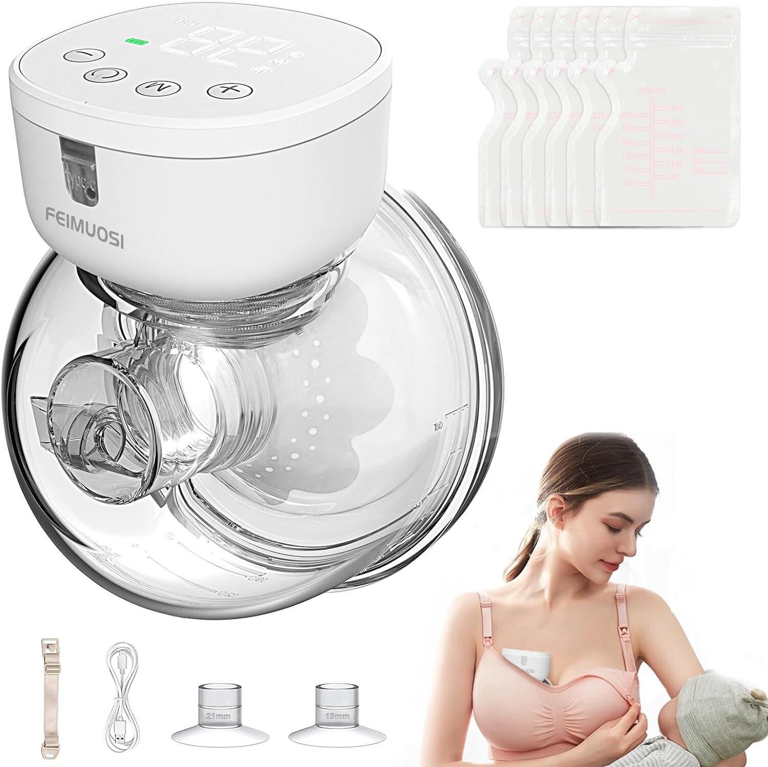 Hands-Free Electric Breast Pump with 3 Modes 9 Levels Rechargeable Leak-Proof Design-image