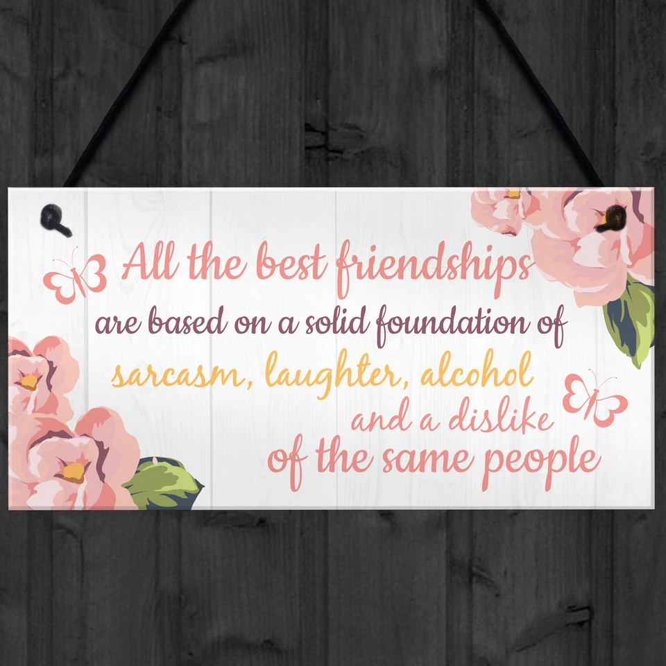 Friendship Sign Best Friend Hanging Plaques Thank You Gift Chic Floral BFF Signs - Image 4 of 4