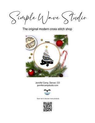 Christmas Tree Black & Gold Counted Cross Stitch Pattern Leaflet