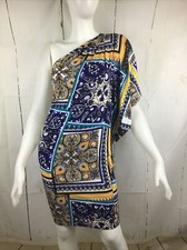 CACHE Women’s Multi-Color Pasley/Abstract Print One Shoulder Knit Dress Sz. 2