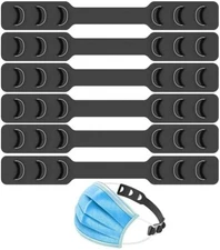 FCXJTU Mask Strap Extender Ear Savers for Masks Adjustable 6 Pack Black