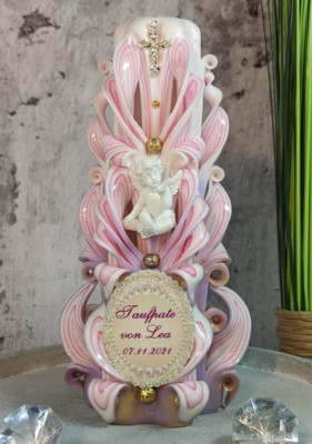 Taufkerze Kommunionkerze Geschnitzte kerze Komfirmationkerze   22 cm