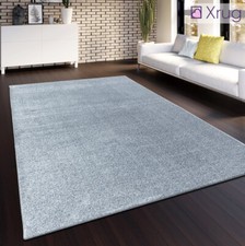 Grey Rug Silver Light Grey Carpet Living Room Bedroom Large Small Woven Soft Mat