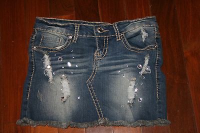 RUE 21 DESTROYED STYLE DENIM MINI SKIRT SIZE 3/4 RAVEL HEM MS-2 | eBay