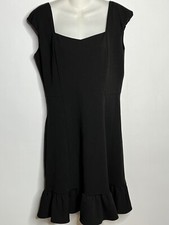 Nanette Lepore Dress Womens 8 Black Cap Shoulder Ponte Ruffle Evening Party