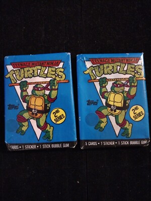 Topps 2 packs 1990 Teenage Mutant Ninja Turtles 2nd Series Trading Card Pack NEW