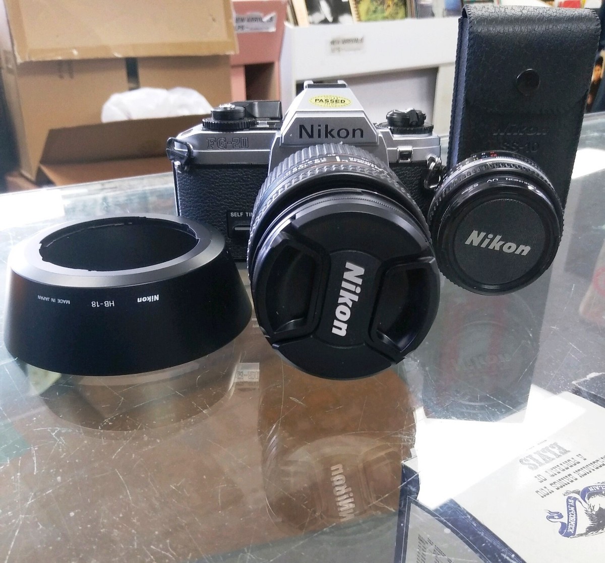 Nikon FG-20 vintage SLR film camera + flash , additional lens and  