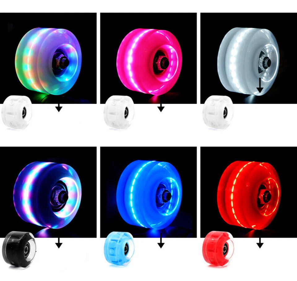 Ruedas de patín iluminadas LED ruedas de patines cuádruples con rodamientos para exteriores, 8 piezas Foto 2 de 4
