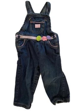 vtg Osh kosh b’gosh vestbak overalls jeans rosettes 18 month flowers 