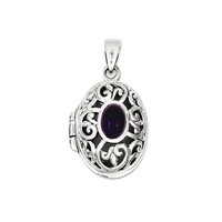 925 Sterling Silver Amethyst Antique Oval Locket Pendant Charm - 16x26mm - on sale 925 Sterling Silver Amethyst Antique Oval Locket Pendant Charm - 16x26mm - on sale